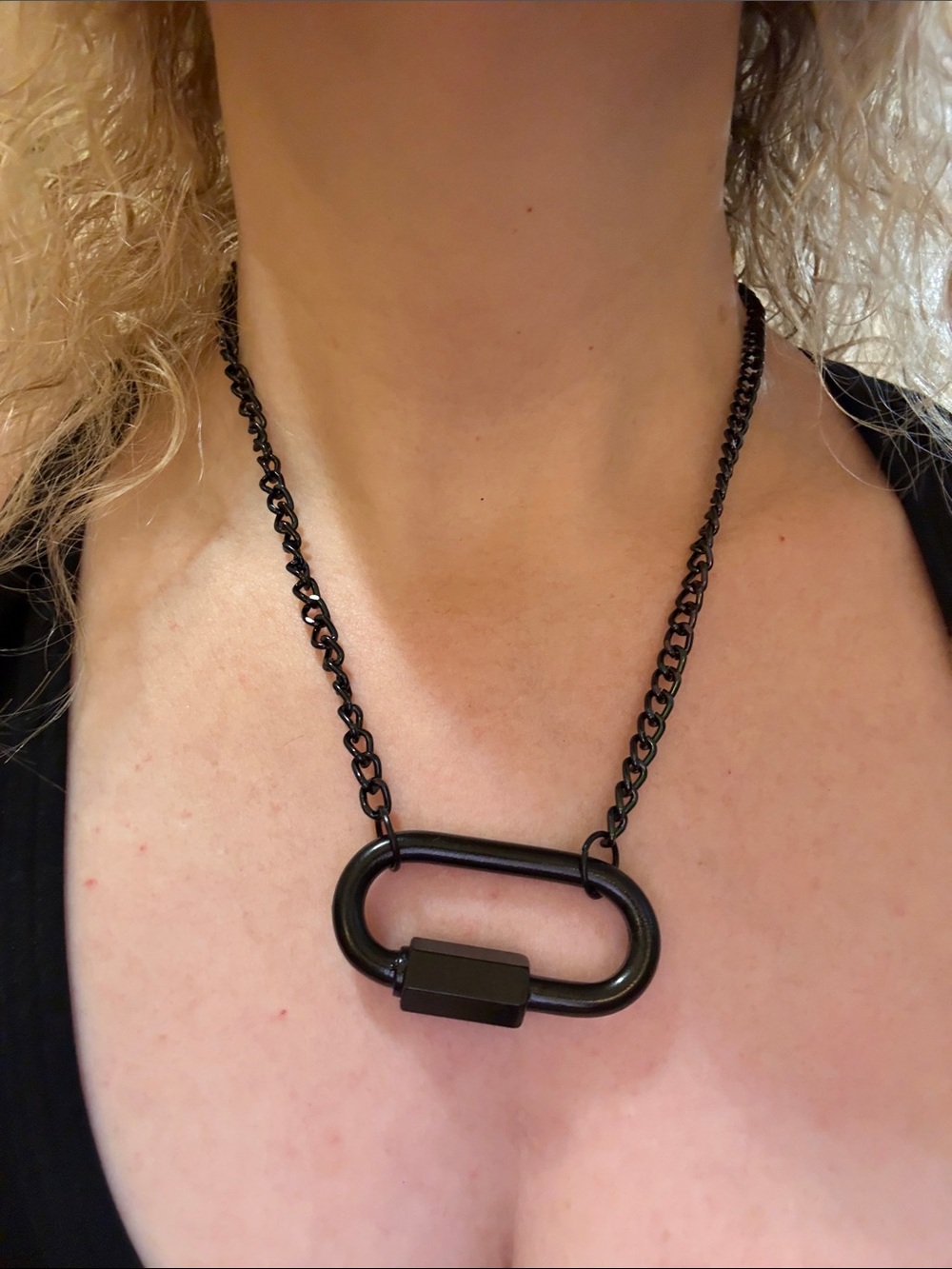 Hand-Crafted Black Industrial Carabiner Pendant Necklace (Bigger Carabiner)